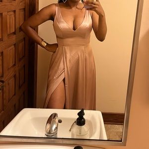 Galina Signature Charmeuse Tank V-Neck Dress w/ Slit